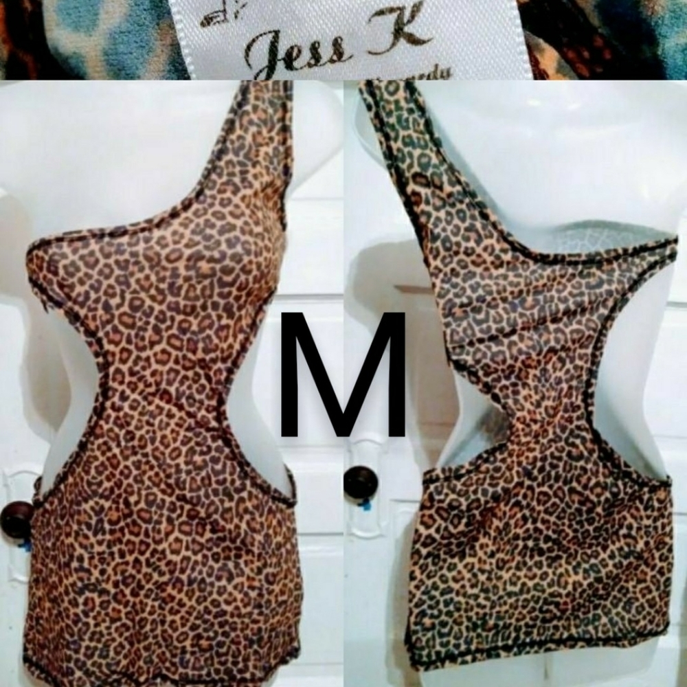 🆕Nylon Animal Print Cut-Out Mini Dress M